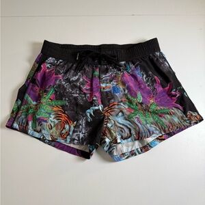 Diesel Black and Purple Floral Athletic Swim Shorts